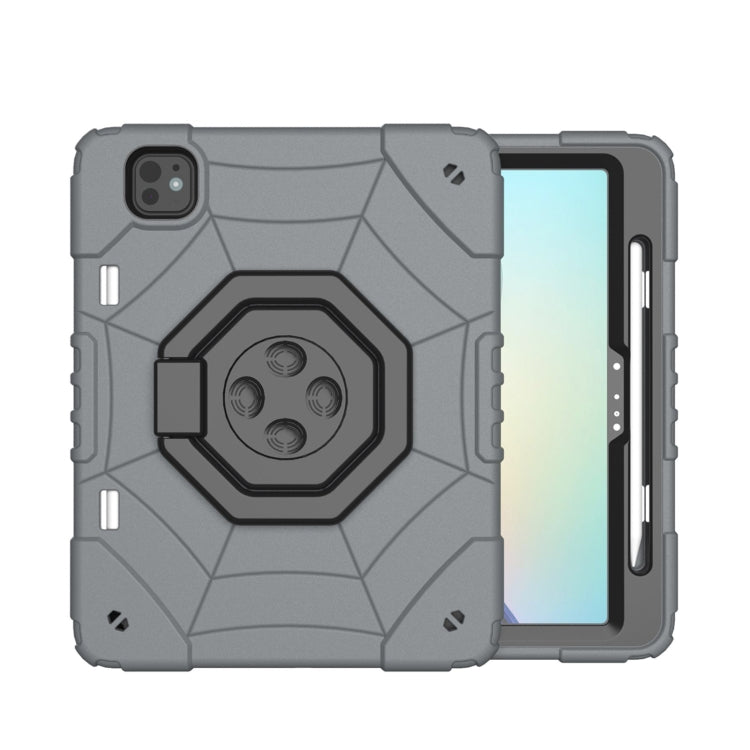For iPad Pro 11 2024 Spider Turntable Handle Stress Relief Tablet Case(Grey Black) - iPad Pro 11 2024 Cases by PMC TechLife | Online Shopping South Africa | PMC TechLife | Buy Now Pay Later Mobicred