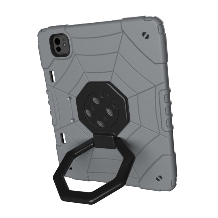 For iPad Pro 11 2024 Spider Turntable Handle Stress Relief Tablet Case(Grey Black) - iPad Pro 11 2024 Cases by PMC TechLife | Online Shopping South Africa | PMC TechLife | Buy Now Pay Later Mobicred