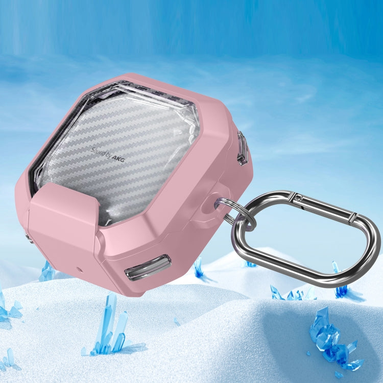 For Samsung Galaxy Buds2 / Live / Pro / FE Transparent Carbon Fiber TPU Hybrid PC Case with Hook & Holder(White) - free shipping - PMC Jewellery - Order now!