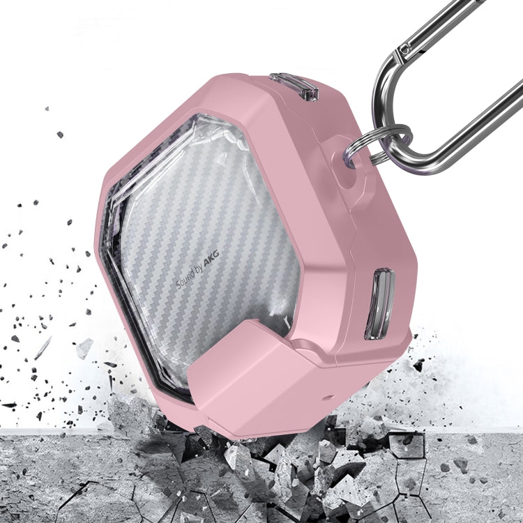 For Samsung Galaxy Buds2 / Live / Pro / FE Transparent Carbon Fiber TPU Hybrid PC Case with Hook & Holder(White) - free shipping - PMC Jewellery - Order now!