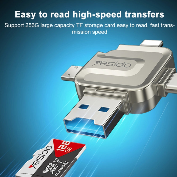 Yesido GS23 USB 3.0 to USB-C / Type-C, Micro USB, 8 Pin 4 in 1 Card Reader(Gold) - free shipping - PMC Jewellery - Order now!
