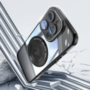 For iPhone 16 Pro Max 360 Holder Magsafe Acrylic Hybrid TPU Phone Case(Black)