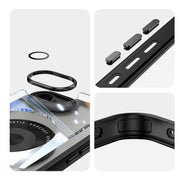 For iPhone 16e 360 Holder Magsafe Acrylic Hybrid TPU Phone Case(Black)