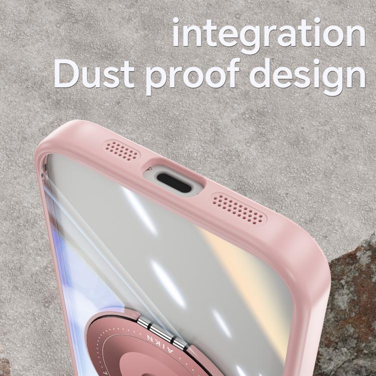 For iPhone 16e 360 Holder Magsafe Acrylic Hybrid TPU Phone Case(Pink) - iPhone 16e Cases by PMC TechLife | Online Shopping South Africa | PMC TechLife | Buy Now Pay Later Mobicred