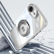 For iPhone 16e 360 Holder Magsafe Acrylic Hybrid TPU Phone Case(Grey)