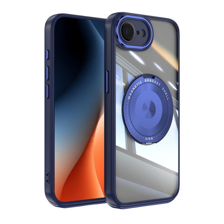 For iPhone 16e 360 Holder Magsafe Acrylic Hybrid TPU Phone Case(Blue) - iPhone 16e Cases by PMC TechLife | Online Shopping South Africa | PMC TechLife | Buy Now Pay Later Mobicred