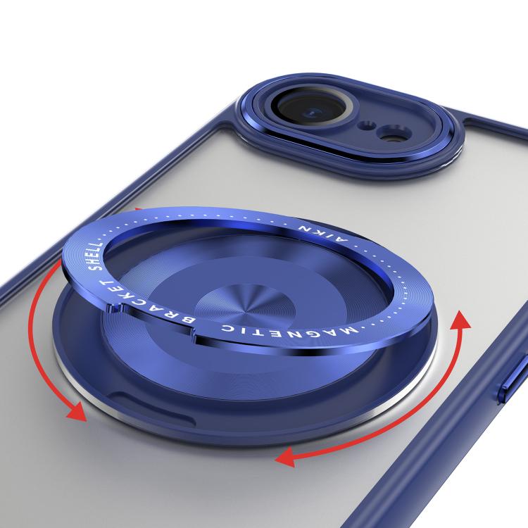 For iPhone 16e 360 Holder Magsafe Acrylic Hybrid TPU Phone Case(Blue) - iPhone 16e Cases by PMC TechLife | Online Shopping South Africa | PMC TechLife | Buy Now Pay Later Mobicred