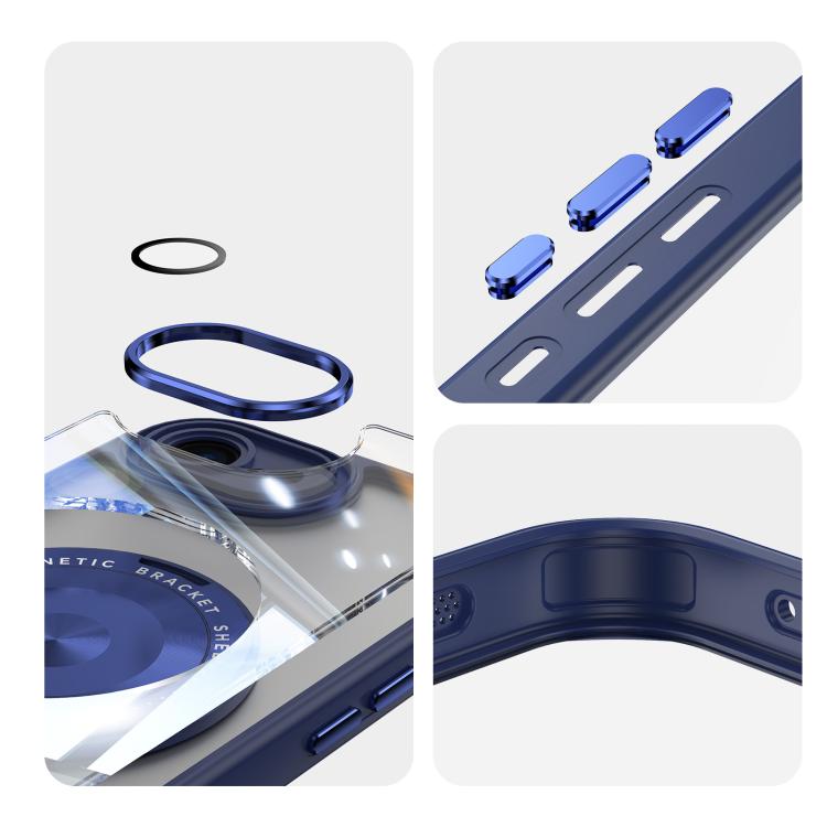 For iPhone 16e 360 Holder Magsafe Acrylic Hybrid TPU Phone Case(Blue) - iPhone 16e Cases by PMC TechLife | Online Shopping South Africa | PMC TechLife | Buy Now Pay Later Mobicred