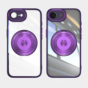 For iPhone 16e 360 Holder Magsafe Acrylic Hybrid TPU Phone Case(Purple)
