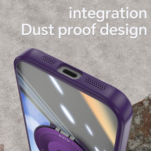 For iPhone 16e 360 Holder Magsafe Acrylic Hybrid TPU Phone Case(Purple)