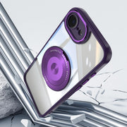 For iPhone 16e 360 Holder Magsafe Acrylic Hybrid TPU Phone Case(Purple)