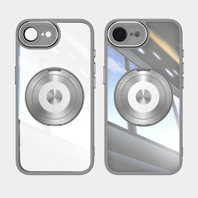 For iPhone 16e 360 Holder Magsafe Acrylic Hybrid TPU Phone Case(Frosted White) - iPhone 16e Cases by PMC TechLife | Online Shopping South Africa | PMC TechLife | Buy Now Pay Later Mobicred