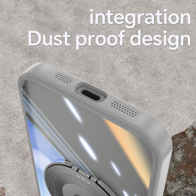 For iPhone 16e 360 Holder Magsafe Acrylic Hybrid TPU Phone Case(Frosted White) - iPhone 16e Cases by PMC TechLife | Online Shopping South Africa | PMC TechLife | Buy Now Pay Later Mobicred