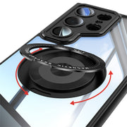 For Samsung Galaxy S25 Ultra 5G 360 Holder MagSafe Acrylic Hybrid TPU Phone Case(Black)