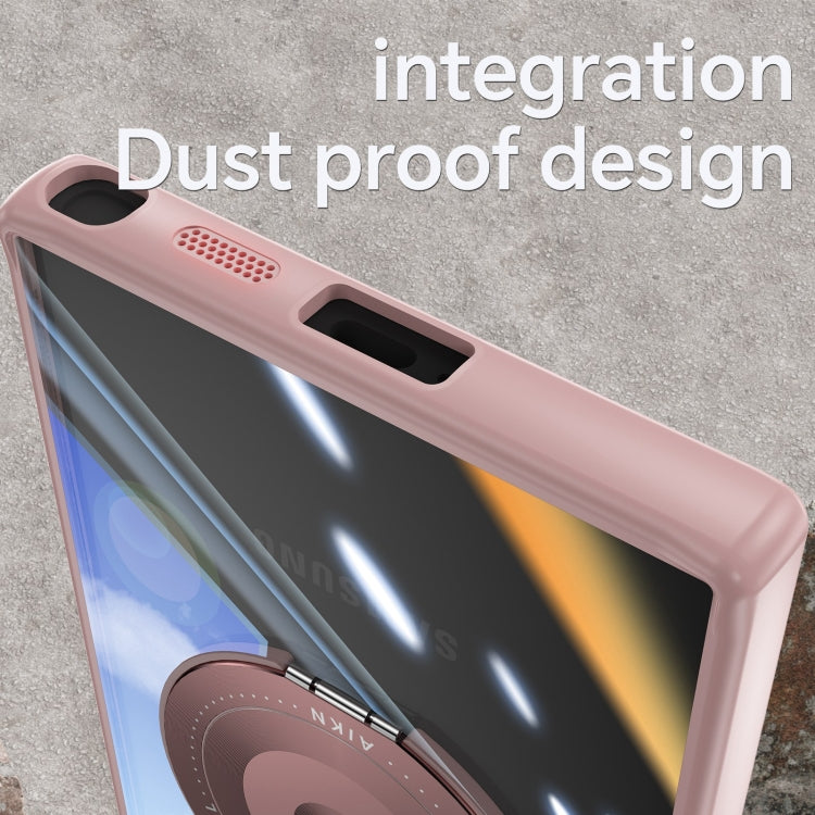 For Samsung Galaxy S25 Ultra 5G 360 Holder MagSafe Acrylic Hybrid TPU Phone Case(Pink)