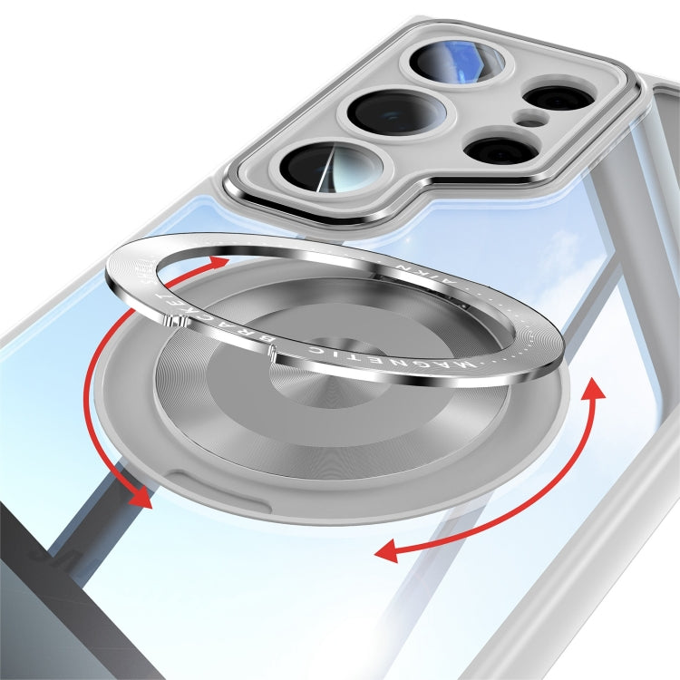 For Samsung Galaxy S25 Ultra 5G 360 Holder MagSafe Acrylic Hybrid TPU Phone Case(Grey) - Galaxy S25 Ultra 5G Cases by PMC Jewellery | Online Shopping South Africa | PMC Jewellery | Buy Now Pay Later Mobicred