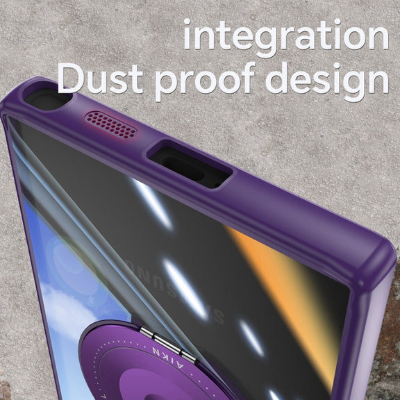 For Samsung Galaxy S25 Ultra 5G 360 Holder MagSafe Acrylic Hybrid TPU Phone Case(Purple)