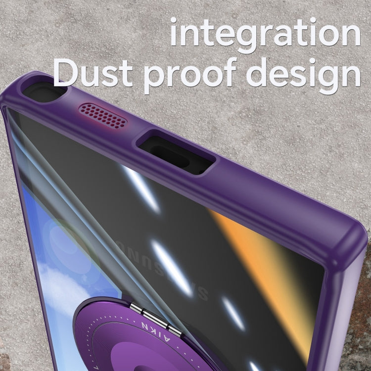 For Samsung Galaxy S25 Ultra 5G 360 Holder MagSafe Acrylic Hybrid TPU Phone Case(Purple)