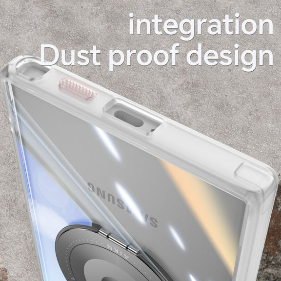 For Samsung Galaxy S25 Ultra 5G 360 Holder MagSafe Acrylic Hybrid TPU Phone Case(Frosted White)