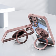 For Samsung Galaxy S25+ 5G 360 Holder MagSafe Acrylic Hybrid TPU Phone Case(Pink)