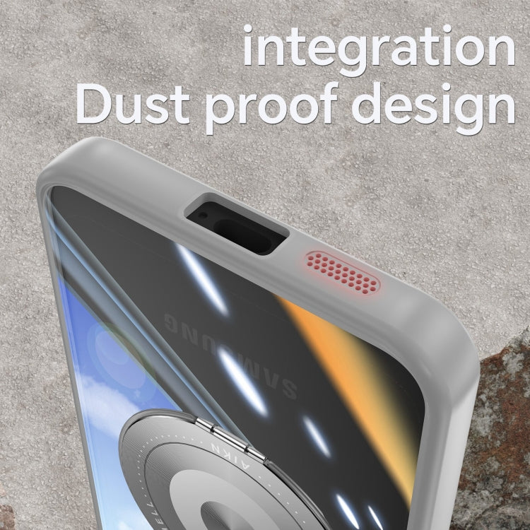 For Samsung Galaxy S25+ 5G 360 Holder MagSafe Acrylic Hybrid TPU Phone Case(Grey)