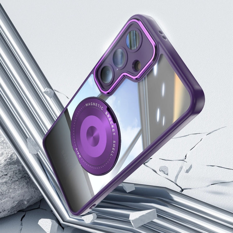 For Samsung Galaxy S25+ 5G 360 Holder MagSafe Acrylic Hybrid TPU Phone Case(Purple) - Galaxy S25+ 5G Cases by PMC Jewellery | Online Shopping South Africa | PMC Jewellery | Buy Now Pay Later Mobicred