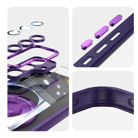 For Samsung Galaxy S25+ 5G 360 Holder MagSafe Acrylic Hybrid TPU Phone Case(Purple)