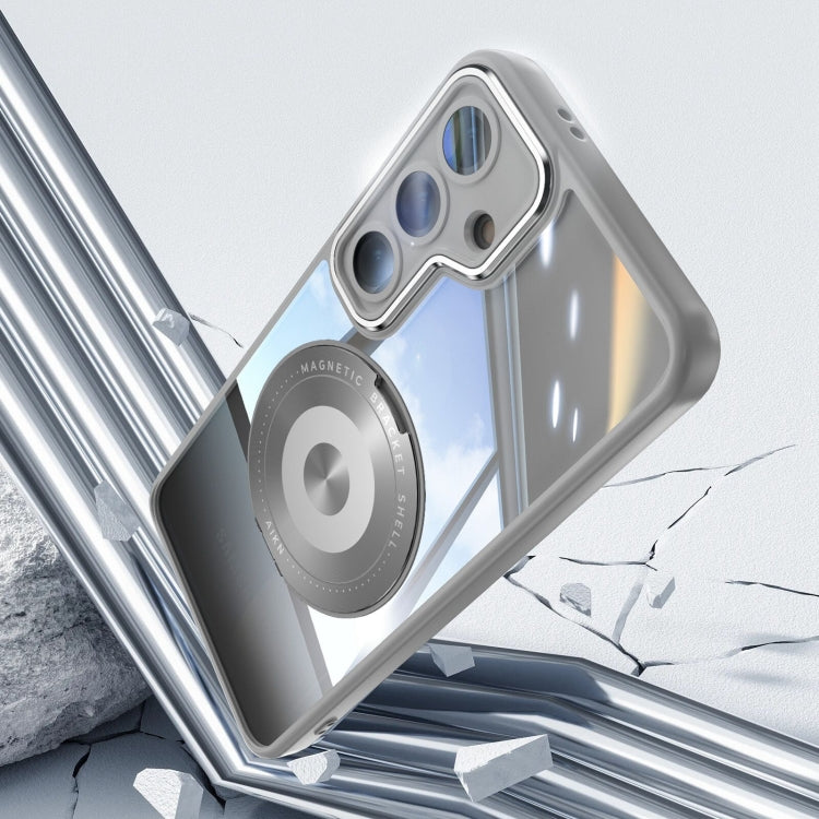 For Samsung Galaxy S25 5G 360 Holder MagSafe Acrylic Hybrid TPU Phone Case(Grey) - Galaxy S25 5G Cases by PMC TechLife | Online Shopping South Africa | PMC TechLife | Buy Now Pay Later Mobicred