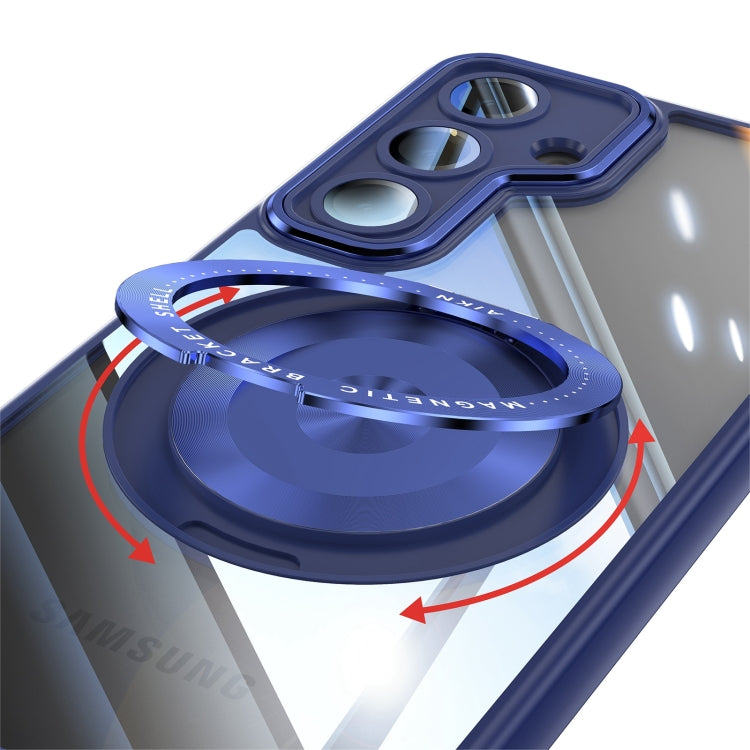 For Samsung Galaxy S25 5G 360 Holder MagSafe Acrylic Hybrid TPU Phone Case(Blue)