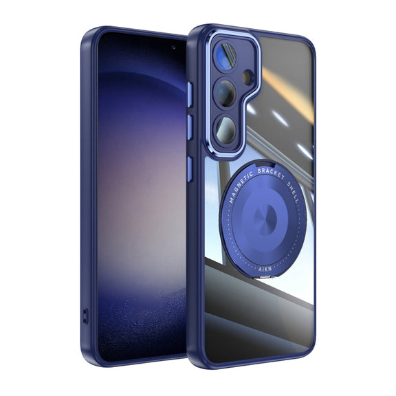 For Samsung Galaxy S25 5G 360 Holder MagSafe Acrylic Hybrid TPU Phone Case(Blue)