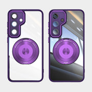 For Samsung Galaxy S25 5G 360 Holder MagSafe Acrylic Hybrid TPU Phone Case(Purple)