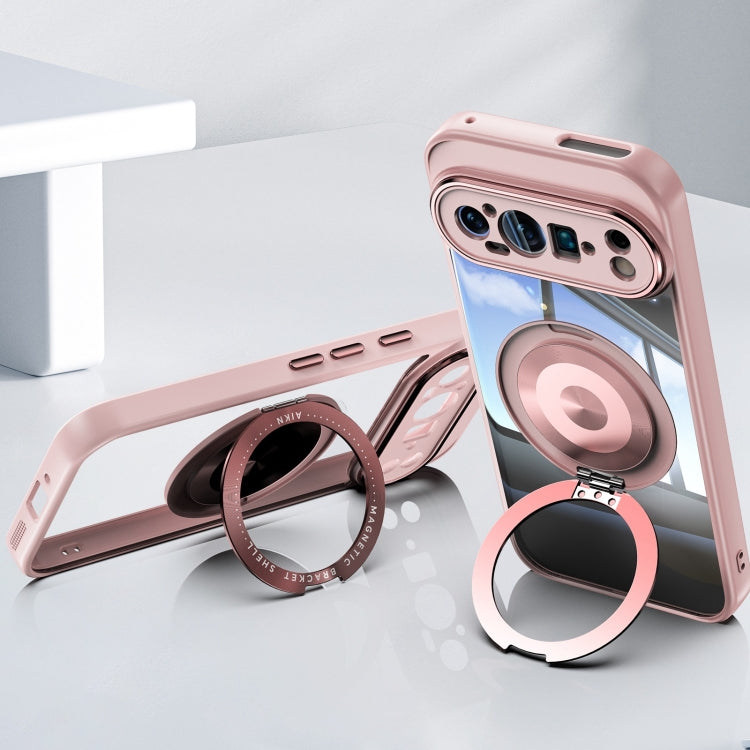 For Google Pixel 9 Pro 360 Holder Magsafe Acrylic Hybrid TPU Phone Case(Pink) - Google Cases by PMC TechLife | Online Shopping South Africa | PMC TechLife | Buy Now Pay Later Mobicred