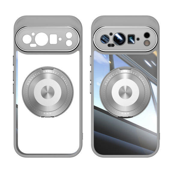 For Google Pixel 9 / 9 Pro 360 Holder Magsafe Acrylic Hybrid TPU Phone Case(Grey)