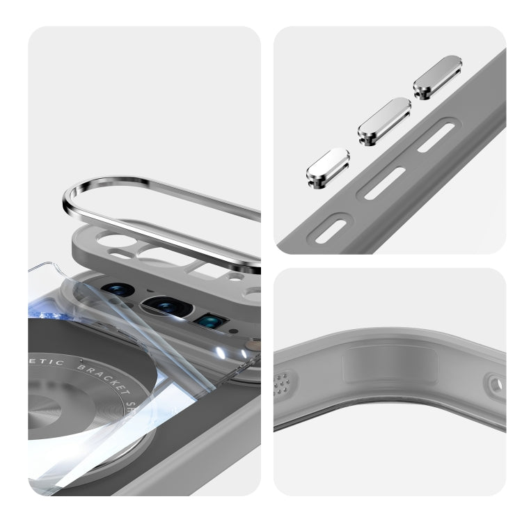 For Google Pixel 9 / 9 Pro 360 Holder Magsafe Acrylic Hybrid TPU Phone Case(Grey) - Google Cases by PMC TechLife | Online Shopping South Africa | PMC TechLife | Buy Now Pay Later Mobicred
