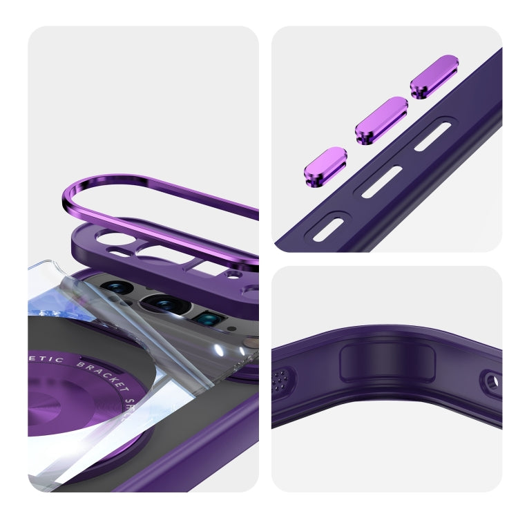 For Google Pixel 9 / 9 Pro 360 Holder Magsafe Acrylic Hybrid TPU Phone Case(Purple)