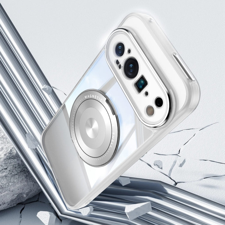 For Google Pixel 9 Pro 360 Holder Magsafe Acrylic Hybrid TPU Phone Case(Frosted White) - free shipping - PMC TechLife - Order now!