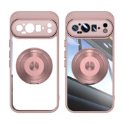 For Google Pixel 9 Pro XL 360 Holder Magsafe Acrylic Hybrid TPU Phone Case(Pink)
