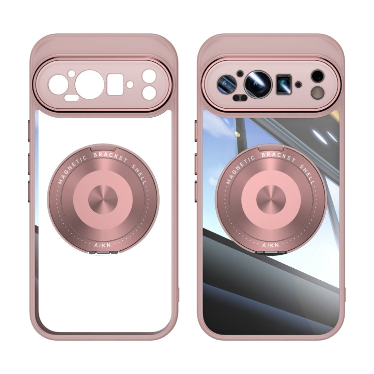 For Google Pixel 9 Pro XL 360 Holder Magsafe Acrylic Hybrid TPU Phone Case(Pink)