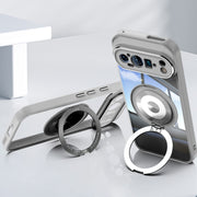 For Google Pixel 9 Pro XL 360 Holder Magsafe Acrylic Hybrid TPU Phone Case(Grey)