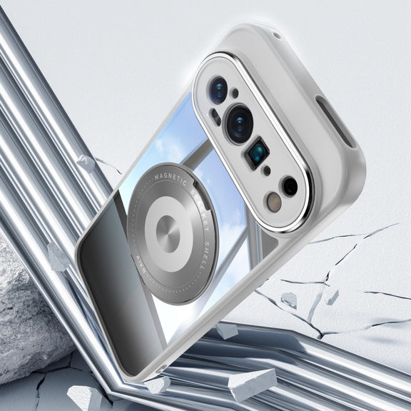 For Google Pixel 9 Pro XL 360 Holder Magsafe Acrylic Hybrid TPU Phone Case(Grey)