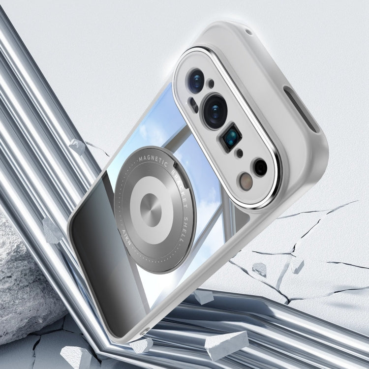 For Google Pixel 9 Pro XL 360 Holder Magsafe Acrylic Hybrid TPU Phone Case(Grey)