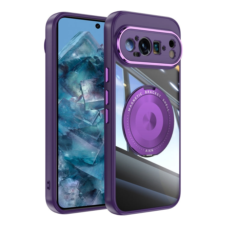For Google Pixel 9 Pro XL 360 Holder Magsafe Acrylic Hybrid TPU Phone Case(Purple) - Google Cases by PMC TechLife | Online Shopping South Africa | PMC TechLife | Buy Now Pay Later Mobicred