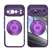 For Google Pixel 9 Pro XL 360 Holder Magsafe Acrylic Hybrid TPU Phone Case(Purple)