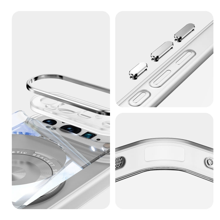 For Google Pixel 9 Pro XL 360 Holder Magsafe Acrylic Hybrid TPU Phone Case(Frosted White)