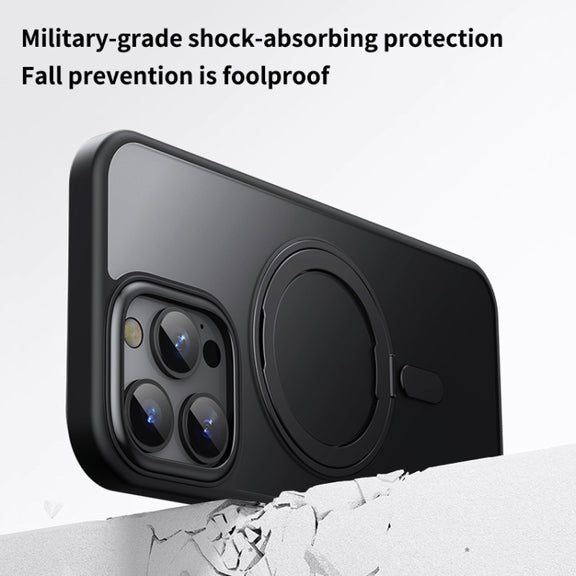 For iPhone 16 Pro Max 360 Rotating MagSafe Magnetic Frosted Phone Case(Black)