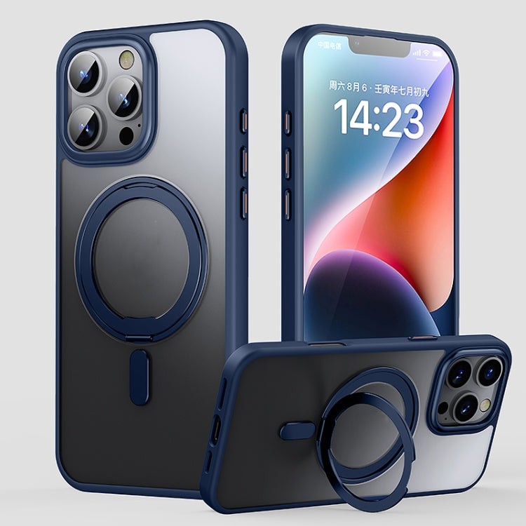 For iPhone 16 Pro 360 Rotating MagSafe Magnetic Frosted Phone Case(Dark Blue) - iPhone 16 Pro Cases by PMC TechLife | Online Shopping South Africa | PMC TechLife | Buy Now Pay Later Mobicred