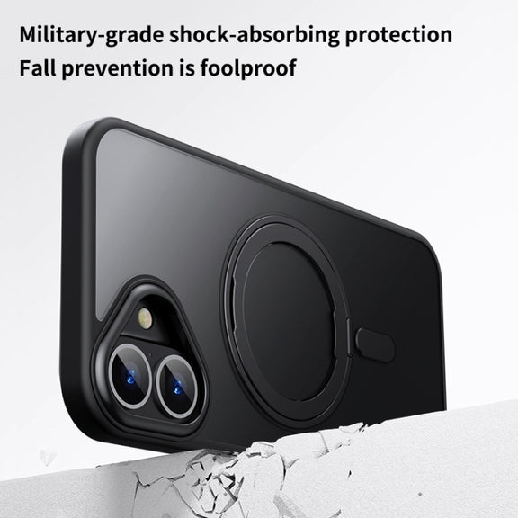 For iPhone 16 360 Rotating MagSafe Magnetic Frosted Phone Case(Grey)