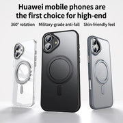 For iPhone 16 360 Rotating MagSafe Magnetic Frosted Phone Case(Transparent)