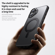 For iPhone 16 360 Rotating MagSafe Magnetic Frosted Phone Case(Transparent)