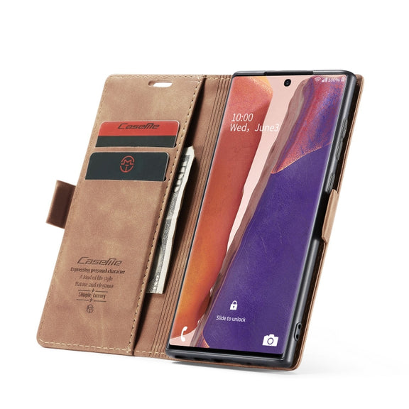 For Samsung Galaxy Note20 CaseMe Multifunctional Horizontal Flip Leather Case, with Card Slot & Holder & Wallet(Brown)
